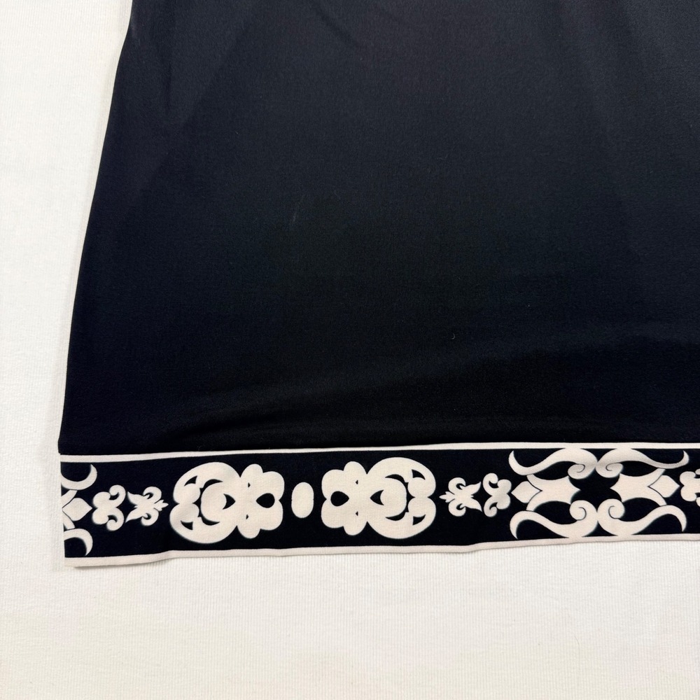 Donna Morgan 10 Sheath Dress Black White Patterned Flare Sleeve Office Day Night - Picture 5 of 12